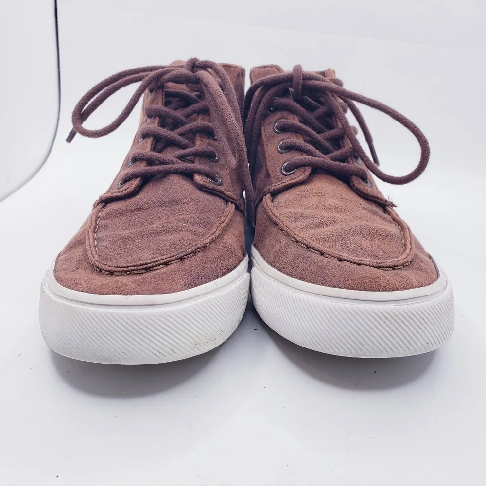 Old Navy Brown Faux Leather High Top Moccasin Lace Up Sneakers Boys Youth Size 3
